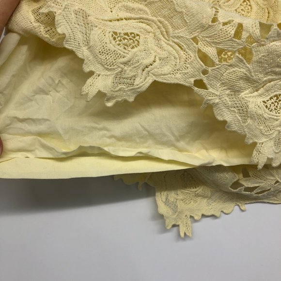 Topshop Pale Yellow Floral Lace Skirt Knee Length size 6 - Picture 6 of 16